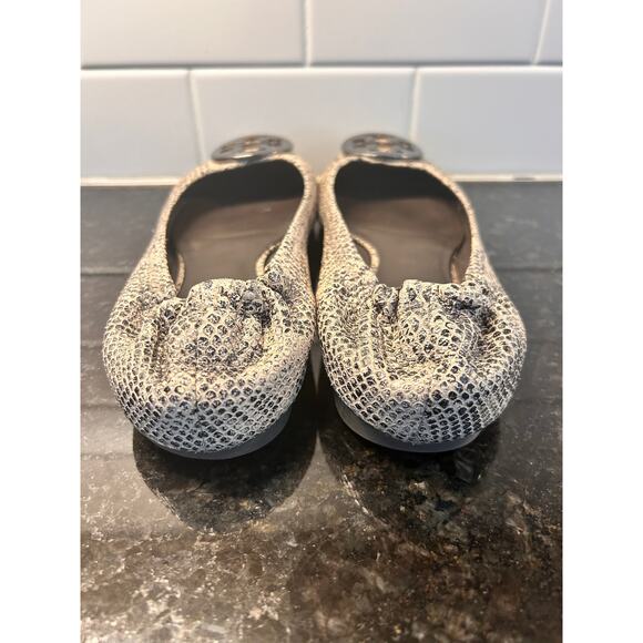 Tory Burch Women’s Leather Chelsea Snakeskin Slip-On Ballet‎ Flats Gray 8.5 - Picture 5 of 10